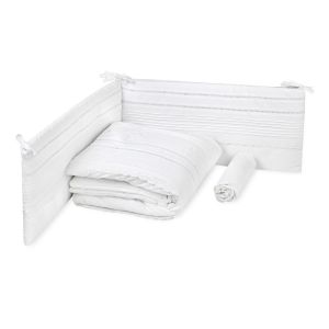 סט מצעים למיטת תינוק תחרה לבנה