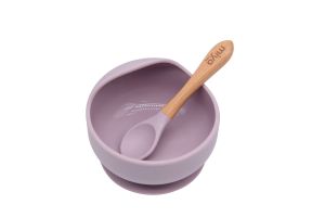 סט קערה נצמדת וכפית סיליקון