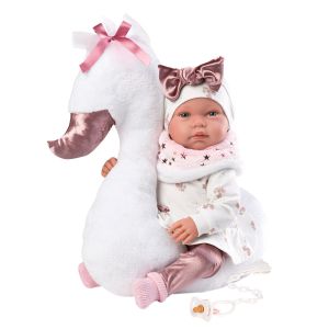 בובת לורנס בוכה בובת 44 ס"מ - יילודים עם צלילי תינוקות - אמבט לתינוק עם כרית ברבור 84456