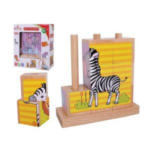 פאזל קובייה עומד - פיל/ דוב/ זברה/ אריה