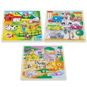 פאזל עץ לפעוטות עם כפתורים 8 חלקים