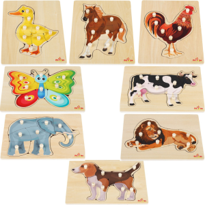 פאזל עץ לפעוטות עם כפתורים 8 חלקים 